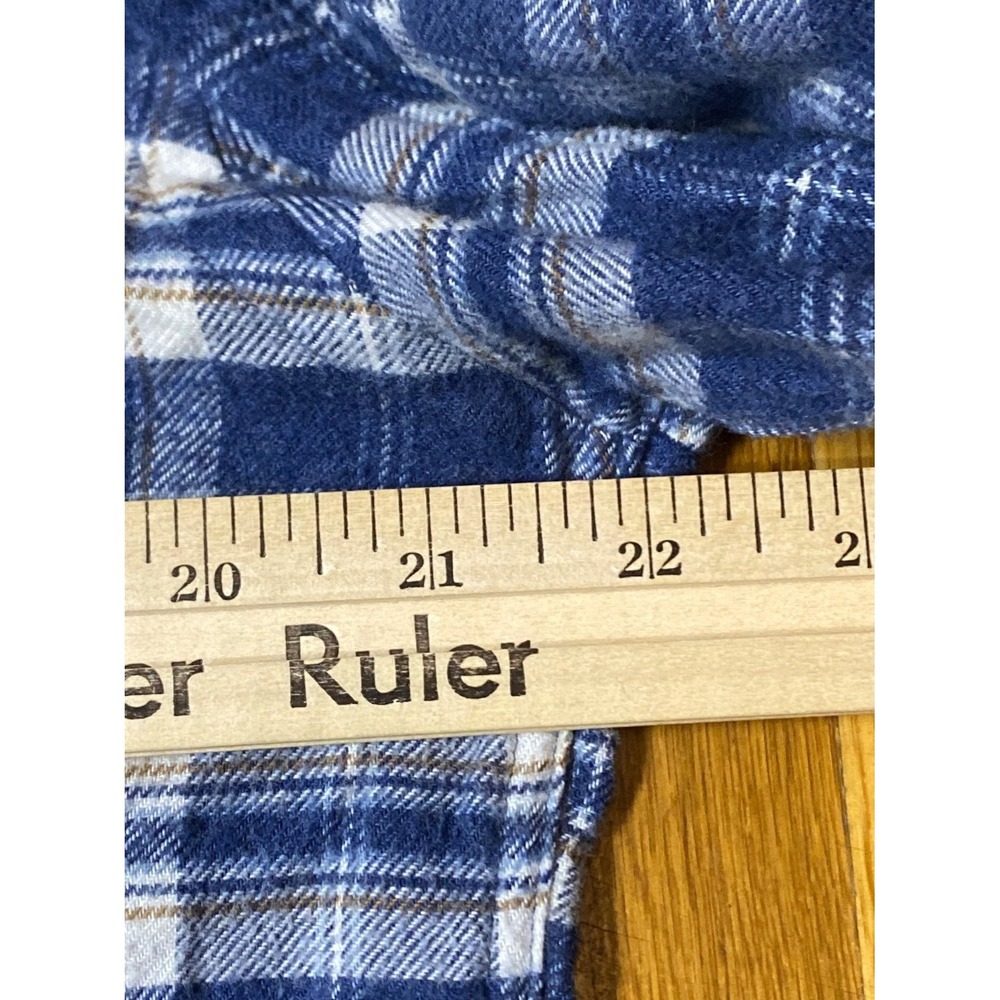 Faherty Shirt Mens Medium Button Up Flannel Blue Plaid Long Sleeve Casual Preppy - Picture 5 of 8